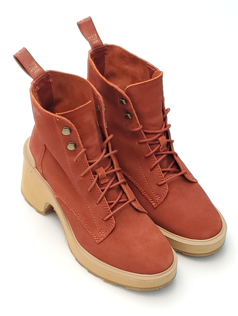 NEW SOREL Women's Hi-Line Heel Lace Boot  Warp Red/Tawny Buff Waterproof Size 8